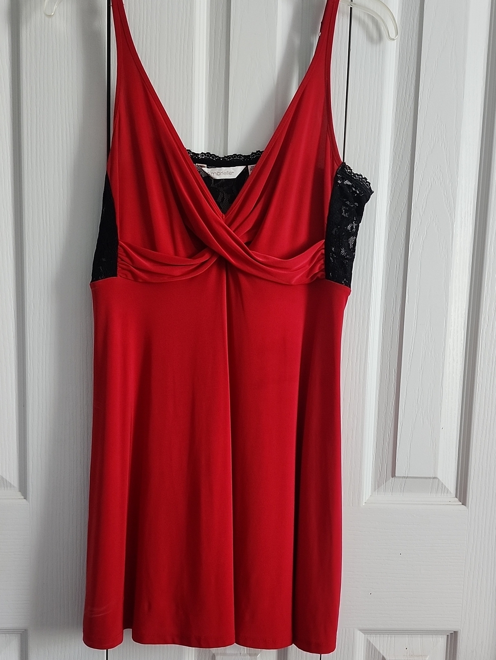 Ambrielle Red V-Neck Dress with Black Lace Dress